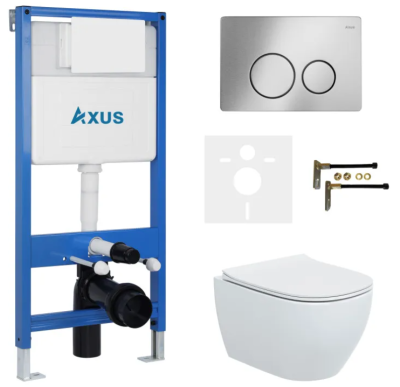 Комплект инсталляции Axus 011D с унитазом Axus 2318 и кнопкой 097IS
