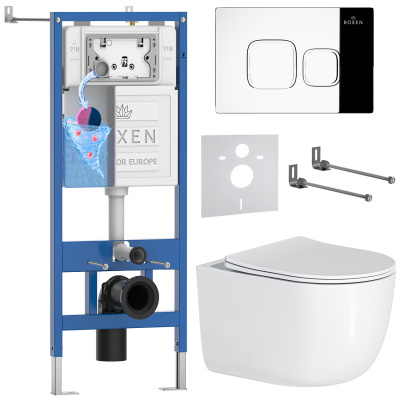 Комплект инсталляции Roxen StounFix Dual Fresh 964469 с унитазом Vortex Tornado 530160-01 и кнопкой Santi 410280CH