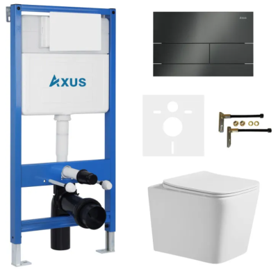 Комплект инсталляции Axus 011D с унитазом Axus 2303 и кнопкой 097TGG