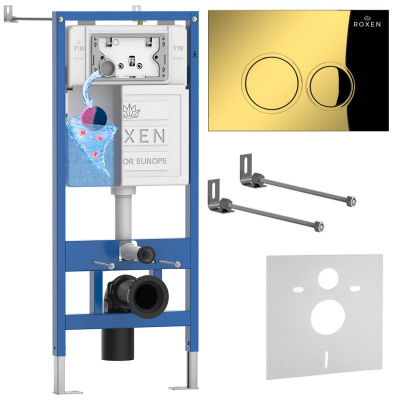 Комплект инсталляции для подвесного унитаза Roxen StounFix Dual Fresh 968001 с кнопкой Roxen Santi 410260G