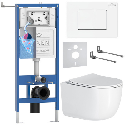 Комплект инсталляции Roxen StounFix Dual Fresh 868536 с унитазом Vortex Tornado 530160-01 и кнопкой Steel 420280WM