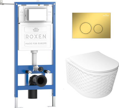 Комплект инсталляции Roxen StounFix Dual Fresh 979013 с унитазом Vine Tornado 530225-01 и кнопкой Santi 410260G