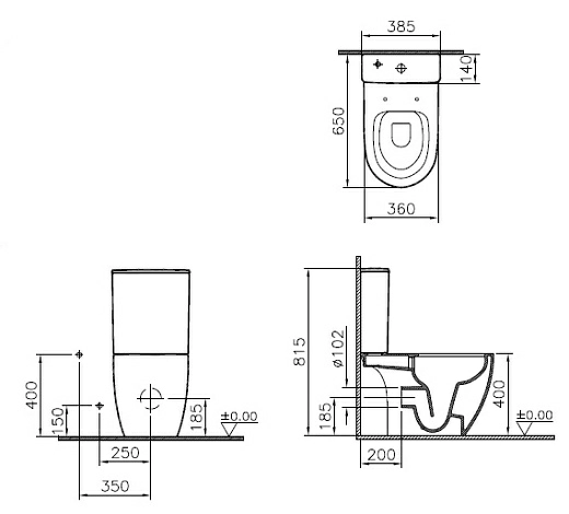 Напольный унитаз Vitra Sento Rimex Open-back Напольный унитаз Vitra Sento Rimex Open-back