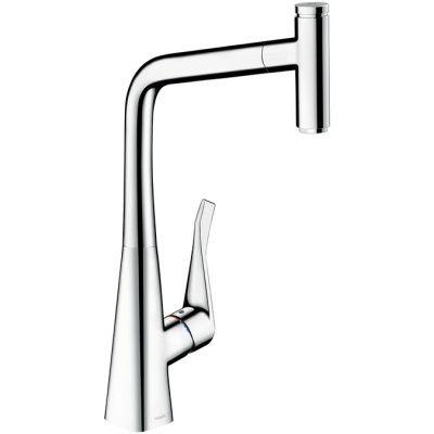 Смеситель с выдвижным изливом Hansgrohe Metris Select M71 1jet 14884000