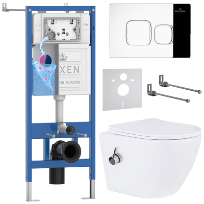 Комплект инсталляции Roxen StounFix Dual Fresh 942567 с унитазом Antares Bidet 530185-01X и кнопкой Santi 410280CH
