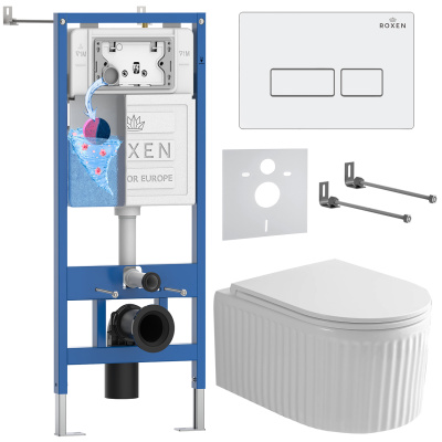 Комплект инсталляции Roxen StounFix Dual Fresh 968203 с унитазом Royal Matt 530200-01 и кнопкой Caspia 410280W