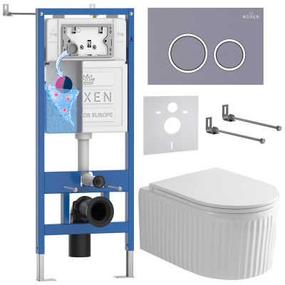 Комплект инсталляции Roxen StounFix Dual Fresh 968253 с унитазом Royal Matt 530200-01 и кнопкой Santi 410260DG