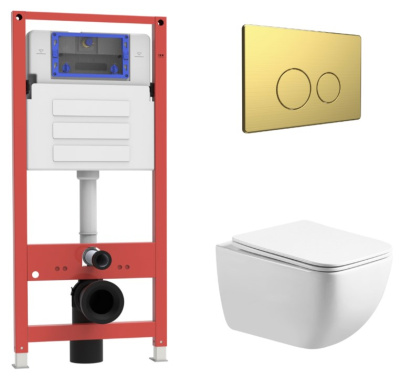 Комплект инсталляции Oliveeka OL-MQ-003 с унитазом OL-1216 и кнопкой OL-R22-BG