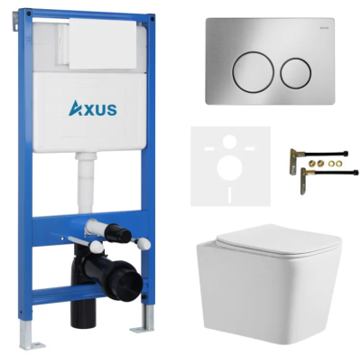 Комплект инсталляции Axus 011D с унитазом Axus 2303 и кнопкой 097IS