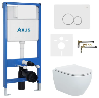 Комплект инсталляции Axus 011D с унитазом Axus 2318 и кнопкой 097EW