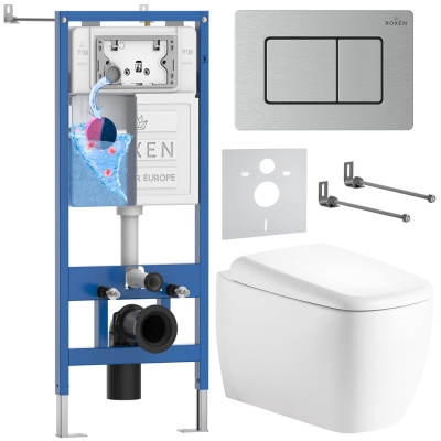 Комплект инсталляции Roxen StounFix Dual Fresh 968523 с унитазом Martin 530220-02 и кнопкой Steel 420280S