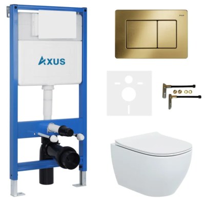 Комплект инсталляции Axus 011D с унитазом Axus 2318 и кнопкой 097LG