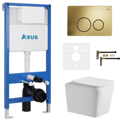 Комплект инсталляции Axus 011D с унитазом Axus 2303 и кнопкой 097IG