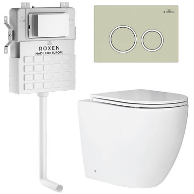 Комплект инсталляции Roxen Attach 966911 с унитазом Antares 650185-01 и кнопкой Santi 410260BG