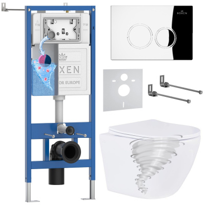 Комплект инсталляции Roxen StounFix Dual Fresh 968340 с унитазом Antares Tornado 530205-01 и кнопкой Santi 410260СH