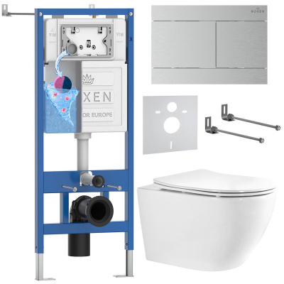 Комплект инсталляции Roxen StounFix Dual Fresh 868459 с унитазом Antares Tornado Long 530205-01-L и кнопкой Velar 420300S