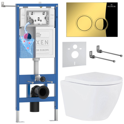 Комплект инсталляции Roxen StounFix Dual Fresh 968011 с унитазом Antares Tornado 530185-02 и кнопкой Santi 410260G