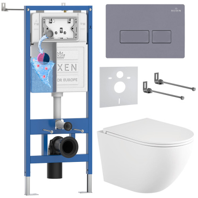 Комплект инсталляции Roxen StounFix Dual Fresh 868417 с унитазом Antares Tornado Long 530205-01-L и кнопкой Caspia 410280DG