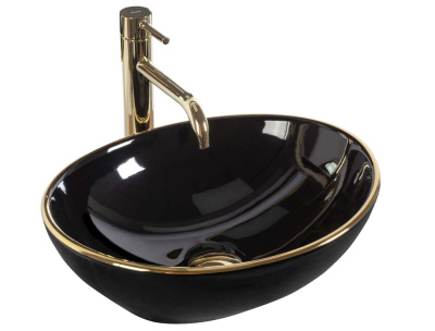 Умывальник Rea Sofia Black Gold Edge U3695