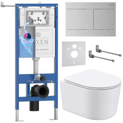 Комплект инсталляции Roxen StounFix Dual Fresh 868569 с унитазом Simple Compact 530120-01 и кнопкой Velar 420300S