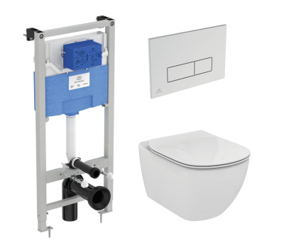 Комплект инсталляции Ideal Standard с унитазом Tesi Aquablade и кнопкой Oleas M2 R0121AA
