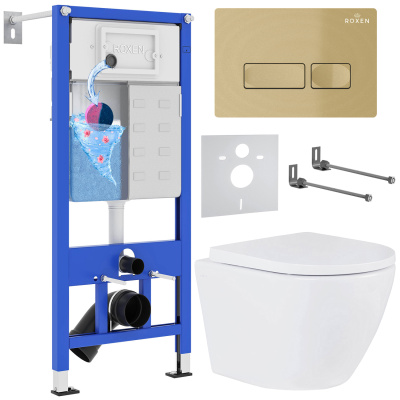 Комплект инсталляции Roxen StounFix Dual Fresh 968050 с унитазом Antares Tornado 530185-02 и кнопкой Caspia 410280GB
