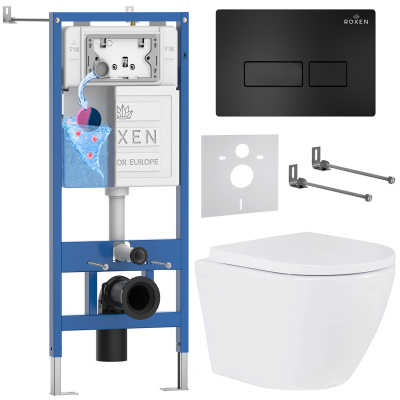 Комплект инсталляции Roxen StounFix Dual Fresh 579124 с унитазом Antares Tornado 530185-02 и кнопкой Caspia 410280B