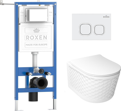 Комплект инсталляции Roxen StounFix Dual Fresh 979014 с унитазом Vine Tornado 530225-01 и кнопкой Santi 410280W