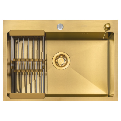 Кухонная мойка Arfeka Eco AR Gold 70х50 с коландером и дозатором
