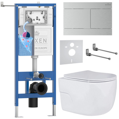 Комплект инсталляции Roxen StounFix Dual Fresh 868573 с унитазом Porto 530155-01 и кнопкой Velar 420300S