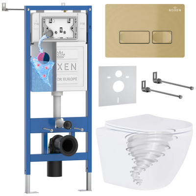 Комплект инсталляции Roxen StounFix Dual Fresh 968332 с унитазом Antares Tornado 530205-01 и кнопкой Caspia 410280GB
