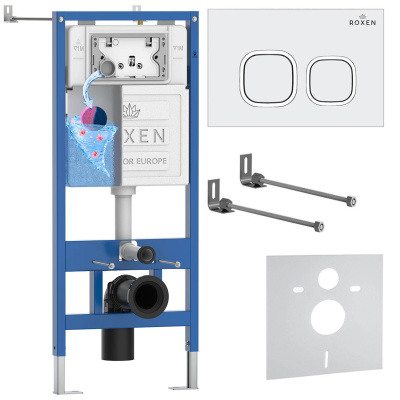 Комплект инсталляции для подвесного унитаза Roxen StounFix Dual Fresh 826157 с кнопкой Roxen Santi 410280W