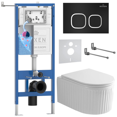 Комплект инсталляции Roxen StounFix Dual Fresh 968267 с унитазом Royal Matt 530200-01 и кнопкой Santi 410280B