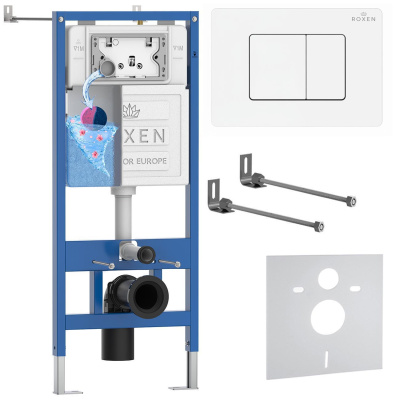 Комплект инсталляции для подвесного унитаза Roxen StounFix Dual Fresh 868402 с кнопкой Roxen Steel 420280WM
