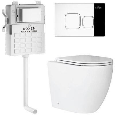 Комплект инсталляции Roxen Attach 966940 с унитазом Antares 650185-01 и кнопкой Santi 410280CH