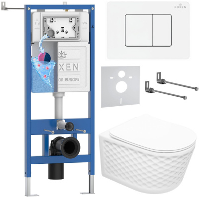 Комплект инсталляции Roxen StounFix Dual Fresh 868568 с унитазом Vine Tornado 530225-01 и кнопкой Steel 420280WM