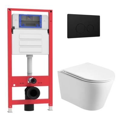 Комплект инсталляции Oliveeka OL-MQ-003 с унитазом OL-6016 и кнопкой OL-R22-MB