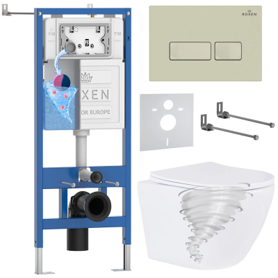 Комплект инсталляции Roxen StounFix Dual Fresh 968326 с унитазом Antares Tornado 530205-01 и кнопкой Caspia 410280BG