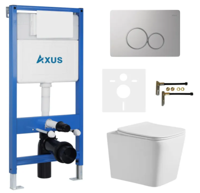 Комплект инсталляции Axus 011D с унитазом Axus 2303 и кнопкой 097ES