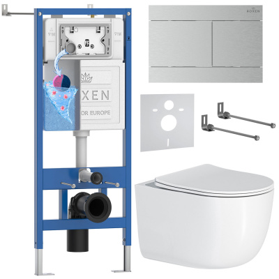 Комплект инсталляции Roxen StounFix Dual Fresh 868574 с унитазом Vortex Tornado 530160-01 и кнопкой Velar 420300S