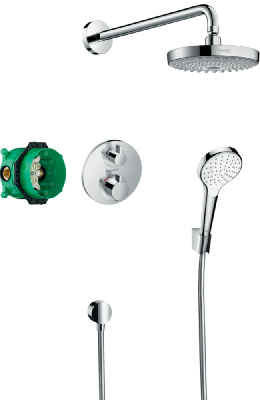 Душевая система встраиваемая термостатическая Hansgrohe Croma Select E 2jet Ecosmart 27295000