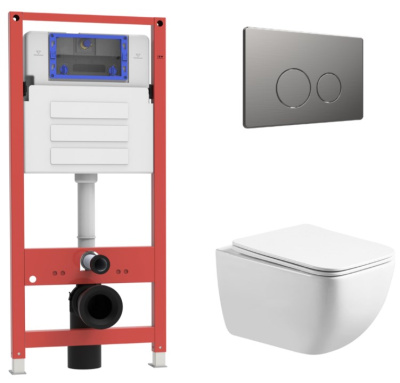 Комплект инсталляции Oliveeka OL-MQ-003 с унитазом OL-1216 и кнопкой OL-R22-BGM