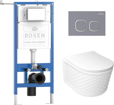 Комплект инсталляции Roxen StounFix Dual Fresh 979019 с унитазом Vine Tornado 530225-01 и кнопкой Santi 410280DG