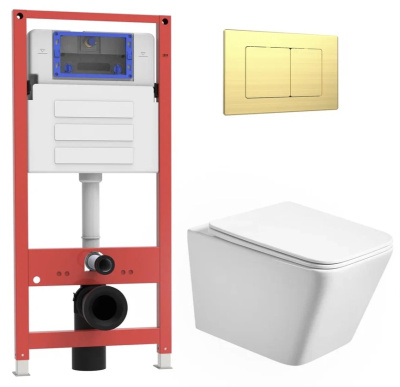 Комплект инсталляции Oliveeka OL-MQ-003 с унитазом OL-5014 и кнопкой OL-E12-BG