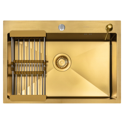 Кухонная мойка Arfeka Eco AR Gold Décor 70х50 с коландером и дозатором