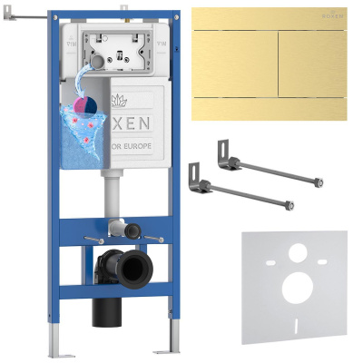 Комплект инсталляции для подвесного унитаза Roxen StounFix Dual Fresh 868408 с кнопкой Roxen Velar 420300GB