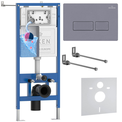 Комплект инсталляции для подвесного унитаза Roxen StounFix Dual Fresh 966767 с кнопкой Roxen Caspia 410280DG