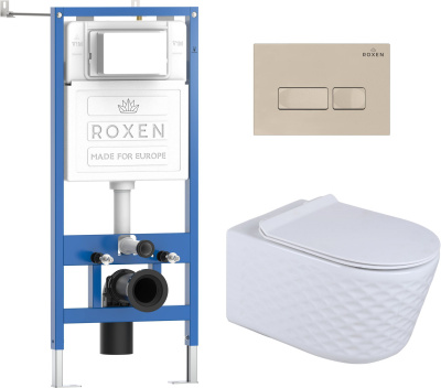 Комплект инсталляции Roxen StounFix Dual Fresh 979004 с унитазом Vine Tornado 530225-01 и кнопкой Caspia 410280BG