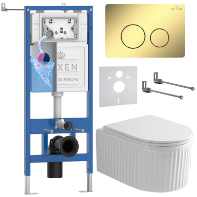 Комплект инсталляции Roxen StounFix Dual Fresh 868485 с унитазом Royal Matt 530200-01 и кнопкой Steel 420260-CHG