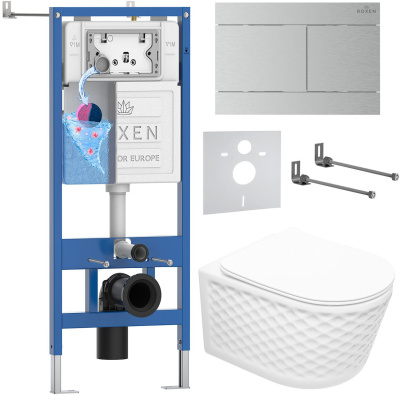 Комплект инсталляции Roxen StounFix Dual Fresh 868595 с унитазом Vine Tornado 530225-01 и кнопкой Velar 420300S